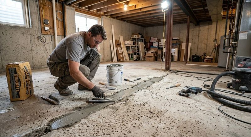Cracked Basement Floor Repair in Snohomish, WA